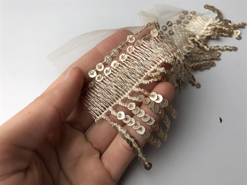 Pailletbånd - støvet guld, 60 mm